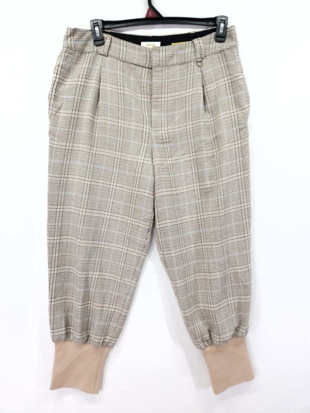 Maeve Plaid Boot Tuck Knit Trousers Size 16 35x25 Cuff Leg Pleated Pants